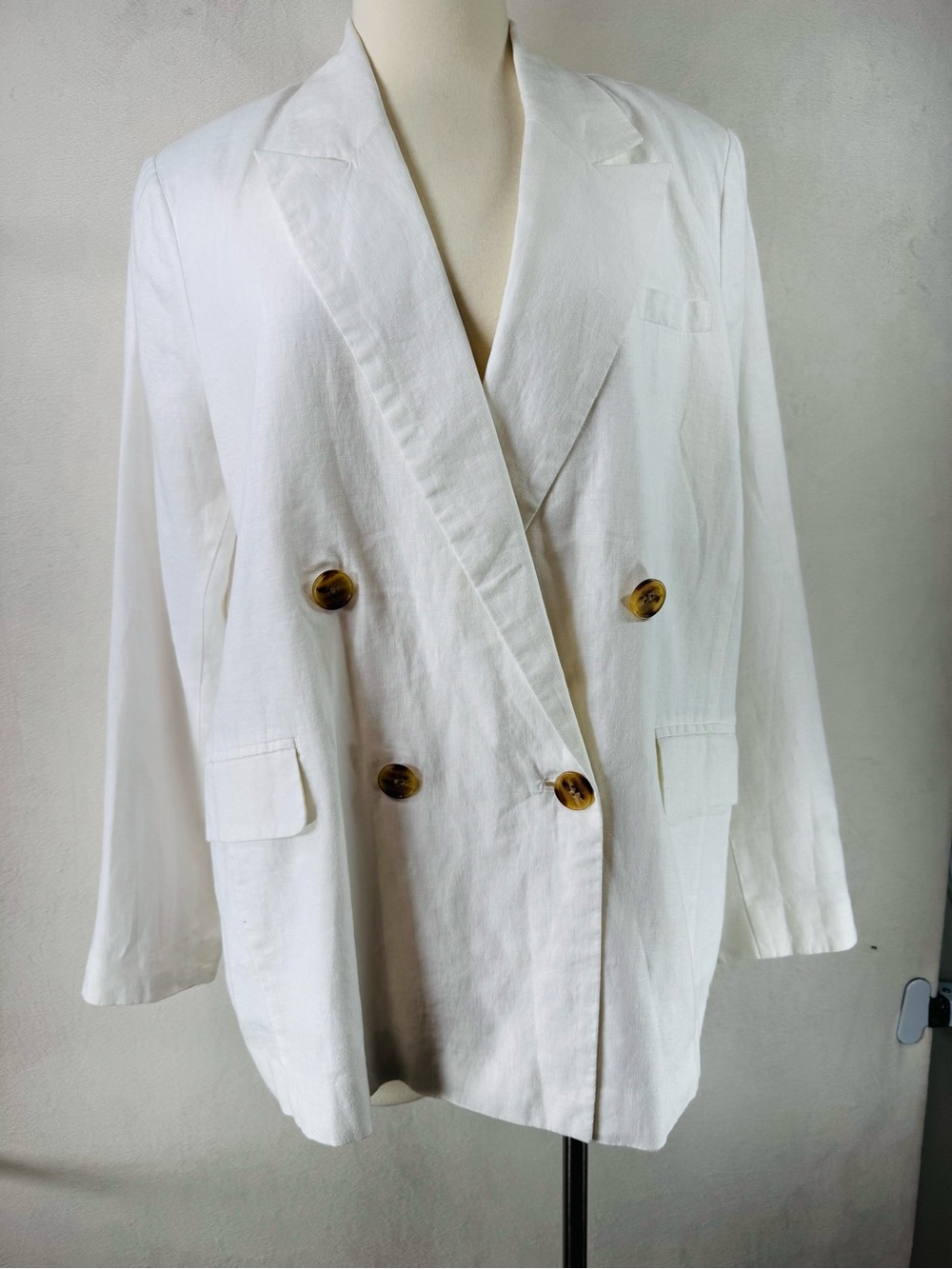 Part Two Sonjas Linen Blazer in Bright White Double-Breasted Blazer size 40